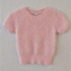 Zara Blush Pink Fuzzy Knit Sweater